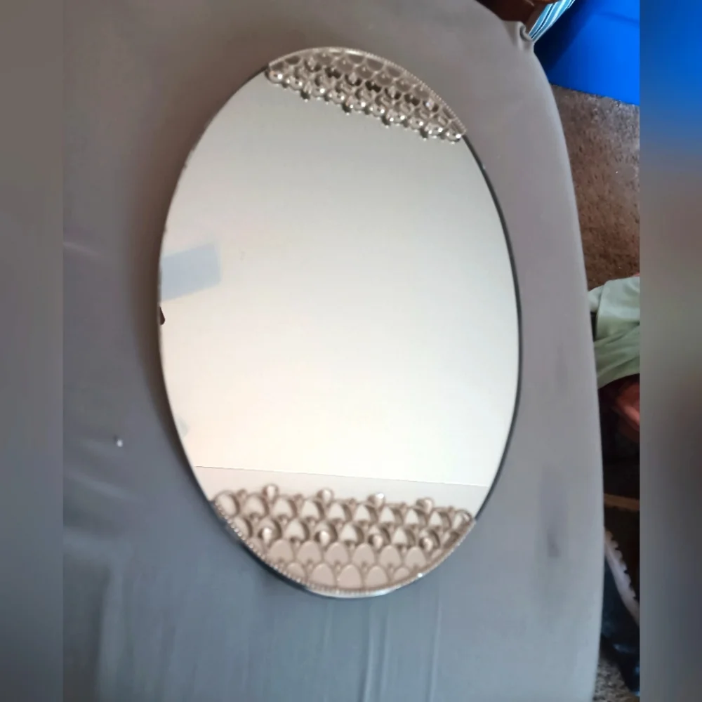 Mirror tray 13 by 9 with decorative metal accents